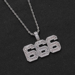 New Arrival Hip Hop Custom Angle Number Lucky <b>Letters</b> Pendant Rope Chain Iced Out Moissanite Bling Bling <b>Brass</b> Pendant Necklace - Product Image 3
