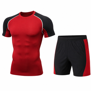 Ensemble de vêtements de sport pour homme, t-shirt de course et short de sport, vêtements de fitness, entraînement, léger, respirant, maille, séchage rapide - Product Image 1