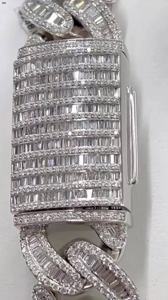 Collar de Cadena Cubana de Plata 925 con Moissanita y Baño de Rodio, Joyería Hip Hop Bling Estilo Rey para Raperos - Product Image 3