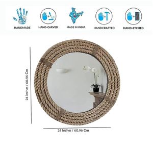Handmade Nautical Rope Wall <b>Mirror</b> Rustic Coastal Round Decorative <b>Hanging</b> <b>Mirror</b> - Product Image 6