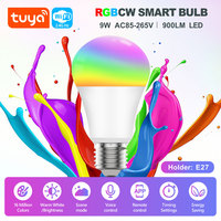 Nueva Versión Mejorada, Bombilla LED Inteligente WiFi Tuya de 9W, Mini RGBCW E27, con 16 Millones de Colores y Ajuste de Luz Blanca Cálida, PST-WFA19