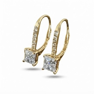 Modernos pendientes de diamante cultivado en laboratorio de 0.6ct VVS1, corte princesa, color EF, VS1, oro rosa de 14K, con cierre de palanca chapado en oro blanco S925. - Product Image 5