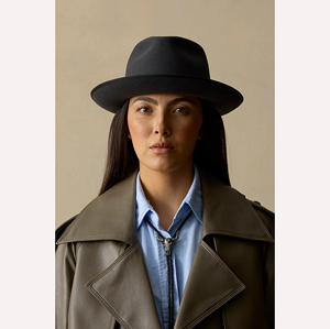 Chapeau Fedora Noir 100% Polyester Unisexe à Large Bord, Formel et Décontracté, Accessoire Adulte avec Ruban, Quatre Saisons, 56-58CM, Broderie à la Main - Product Image 4