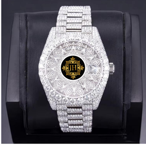 Hot sale Custom Logo Moissanite Diamond Watch End Luxury <b>Wristwatch</b> with Full Stone Setting for Unisex Available At Best Price - Product Image 1