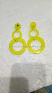Top Trending Designer Resin <b>Hoop</b> <b>Earring</b> for Party Other Function <b>Fashion</b> Jewelry With Mustard Color Resin <b>Earrings</b> - Product Image 2
