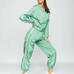 <b>Women's</b> <b>Plus</b> <b>Size</b> Nylon Running <b>Tracksuit</b> Stand Collar Drawstring Closure Lightweight Breathable Comfortable Training Pants Full - Product Image 2