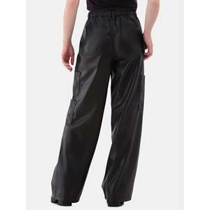 Pantalon plissé pour femme en toile, coupe droite, écologique, respirant, style streetwear - Product Image 4