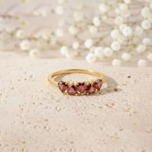 Handmade Red <b>Garnet</b> Heart Gemstone <b>Ring</b> Minimalist Promise <b>Ring</b> Sterling <b>Silver</b> Gold Filled Stackable Jewelry for Her - Product Image 6