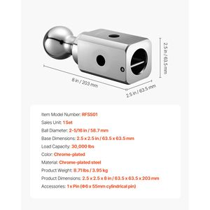 Balle d'attelage col de cygne de remplacement compatible 2-5/16 pouces, capacité de charge 30 000 lb pour remorques col de cygne - Product Image 4