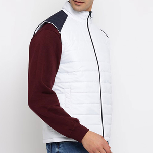 <b>Men's</b> <b>White</b> Stand Collar Windproof Waterproof Quilted <b>Vest</b> Zipper Closure Regular Length Solid Color Casual Outer Wear Winter - Product Image 2