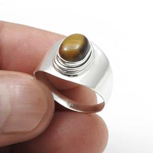 Hot Sale Trendy <b>Statement</b> <b>Ring</b> Made of 925 Sterling Silver Beautiful Tiger-Eye Gemstone Band <b>Ring</b> Available At Wholesale Price - Product Image 3