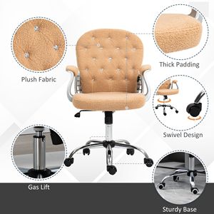 Sedia da Ufficio Ergonomica Girevole Marrone Scuro con Braccioli Imbottiti, Altezza Regolabile e Ruote - Product Image 5