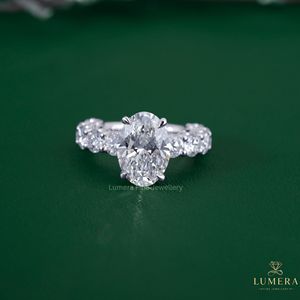 Anillo Clásico Ovalado con Diamante Cultivado en Laboratorio, Halo Oculto, Engaste en U, Joyería OEM, Anillo de Boda, Joyería Nupcial de Lujo para Mujer - Product Image 2