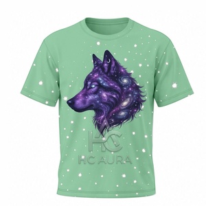 T-shirt unisexe tendance en coton/polyester durable, design loup bleu, manches courtes, disponible maintenant avec logo personnalisé - Product Image 2