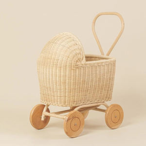 Hermosa carriola de mimbre para muñecas, cochecito pequeño de alta calidad para niños, vagón para muñecas con almacenamiento. - Product Image 4