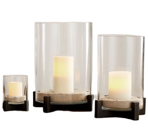 Minimalist Metal Glass <b>Hurricane</b> <b>Candle</b> Holder Decorative Lantern for Table Centerpiece Home Decor - Product Image 1
