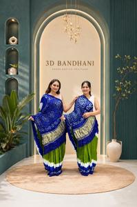 Pure Modal Silk Bandhani <b>Saree</b> With 3D Bandhani Design Matching <b>Blouse</b> Traditional Festive Wear Collection - Product Image 2