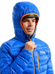 <b>Men's</b> Blue Hooded Puffer <b>Jacket</b> Windproof Zipper Front Sporty Winter Wear Solid Color Regular Fit - Product Image 5