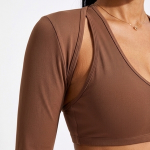 Conjunto Deportivo de Yoga de 3 Piezas para Mujer con Logotipo Personalizado, Cuello Redondo, Espalda Descubierta, Spandex/Nailon, Alta Elasticidad, Absorbe el Sudor, Corte Ajustado - Product Image 6