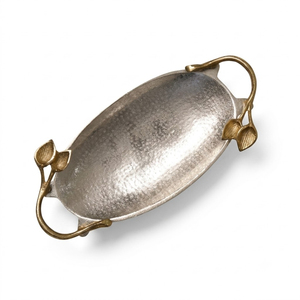 Bandeja de Servicio de Aluminio Dorado de Lujo con Elegantes Asas en Forma de Hoja, Plato Rectangular Decorativo de Metal para Comida, para Decoración de Hoteles y Restaurantes - Product Image 4