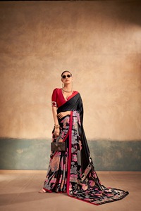 Sari Tradicional Indio de Seda Satinada con Estampado Kalamkari para Uso Diario y Eventos Festivos, Atuendo Elegante para Mujer - Product Image 6