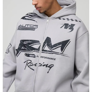 Sweat à capuche personnalisé pour homme, coupe oversize, effet délavé, sérigraphie, coupe carrée, sweats à capuche usés pour homme, vente en gros, personnalisables - Product Image 3