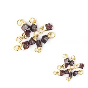 Raw Stone Garnet Birthstone Pendant <b>Charm</b> 925 Sterling <b>Silver</b> Gold Electroplated Raw Gemstone Jewelry for Women, Handmade Dainty - Product Image 1