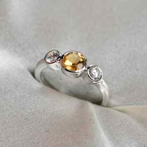 Bague de fiançailles classique en citrine naturelle en argent sterling 925 avec sertissage clos de luxe pour mariage - Product Image 3