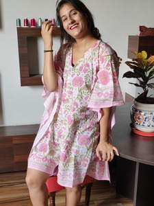 Nuevo Vestido Midi para Mujer, Estampado Floral Natural, Algodón Transpirable, Ecológico, Túnica de Playa India - Product Image 3