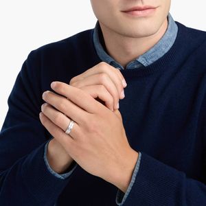 Bague de mariage en or blanc sertie de diamants en trio - Product Image 2