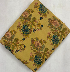 Tissu en coton doux à motif floral, imprimé indien fait main au bloc, pour confection de vêtements d'été et chemises au mètre - Product Image 4