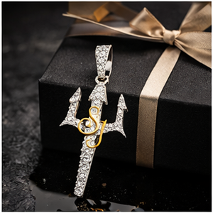 Joyería Fina con Símbolos Hindúes de Moda, Oro Sólido de 10K, Colgantes de Trishul Personalizados Unisex con Incrustaciones de Moissanita, Collar de Regalo Religioso - Product Image 6