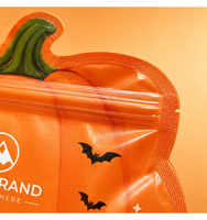 Sachet d'emballage personnalisé en Mylar métallisé, découpé sur mesure, en forme de citrouille ou de fantôme, pour bonbons et gommes d'Halloween