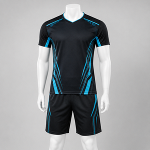 Ensemble de tenue de badminton Flexco Sports pour hommes, bleu et blanc, avec autres motifs imprimés, en polyester respirant et à séchage rapide, vêtements de sport pour adultes, personnalisable OEM - Product Image 1