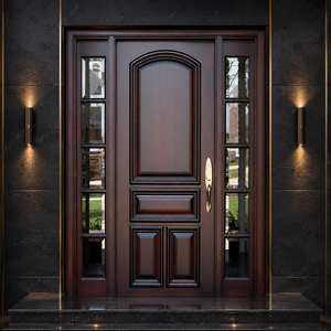 Puerta de Entrada Moderna de Madera Sólida con Paneles Laterales de Vidrio, Superficie Acabada, Estilo Abatible, para Uso Exterior GA-45S - Product Image 1