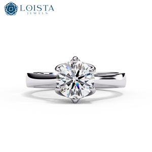 Round Lab-Grown <b>Diamond</b> <b>ring</b> Engagement <b>Ring</b> In White Gold Prong Set Princess Solitaire <b>Ring</b> For Party & Wedding - Product Image 1