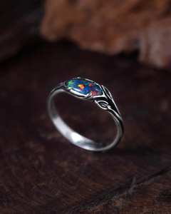 Opal Engagement <b>Ring</b> 18k Gold Marquise Cut Floral <b>Dainty</b> Art Deco Wedding Gift Jewelry - Product Image 2