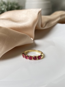 Bague en argent sterling 925 avec pierre précieuse rouge sertie à griffes, or Cu, design tendance, cadeau de mariage et de Noël pour femme - Product Image 4