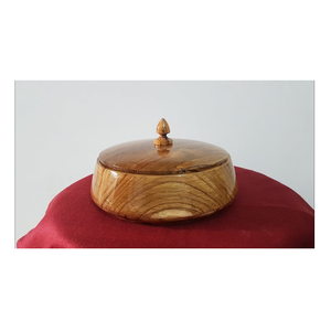 Premium Wooden Roti Box With <b>Tong</b> for <b>Serving</b> Wooden Casserole 22cm Round brass brid design Chapati Box With wood Lid - Product Image 4