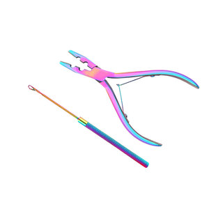Kit de pinces pour extensions de cheveux avec pinces métalliques arc-en-ciel et outils d'enfilage pour l'installation et le retrait professionnel des extensions de cheveux - Product Image 3