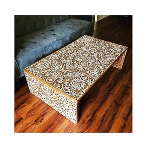 Table en os incrusté de la marque ILAHI, design moderne, détails en agate, rangement, meuble portable pour la maison - Product Image 5