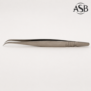 Pinza de acero inoxidable curvada para pestañas, herramienta de extensión de pestañas con punta curva, logotipo personalizado, agarre perfecto - Product Image 1