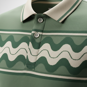 Luxury <b>Men's</b> Anti-Wrinkle Solid Golf for <b>Shirt</b> Vintage <b>70s</b> Style Green Ribbed Knit Polyester/Cotton - Product Image 4