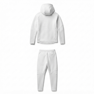 Men's <b>White</b> Hoodie and <b>Jogger</b> Pants Set Solid Color Casual Track Suit Autumn Wear - Product Image 5