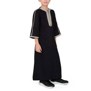 Último Diseño Islámico con Cuello en V, Túnica Modesta Árabe para Niños, Tallas Grandes, para Todas las Estaciones, Thobe Thawb, Manga Regular, Túnica Combinada - Product Image 2