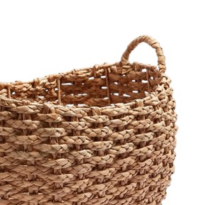 Natural Eco Friendly Water Hyacinth <b>Basket</b> Featuring Open Weave Pattern Storage Laundry <b>Hamper</b> Container with Handles New - Product Image 3