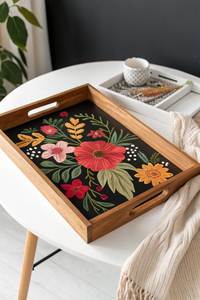 Handcrafted Agate Inspired Eco-Friendly Wooden Trays-Customizable Size & Colour India's Finest Timber Handmade Collection - Product Image 4