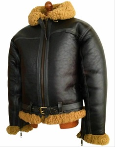 <b>Men's</b> Genuine Leather B3 <b>Shearling</b> <b>Jacket</b> With Faux Fur Lining Zipper Closure Windproof Winter Moto Style - Product Image 2