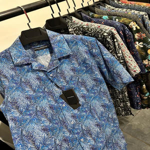 Chemises à manches courtes pour hommes à imprimé floral hawaïen, blanc et vert, séchage rapide, viscose/coton écologique, chemises de vacances d'été - Product Image 5