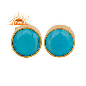 Dernière conception de la main 18K plaqué or Turquoise boucle d'oreille Demi bijoux fins pour les femmes cadeau pour elle - Product Image 3